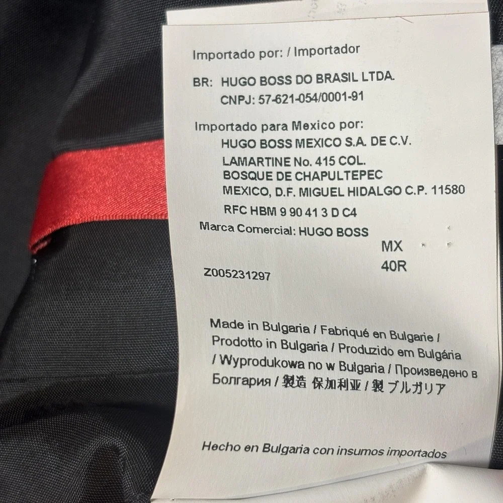Hugo Boss Suit Jacket Mens 40R Gray Virgin Wool 2 Button Bulgaria Notch‎ Lapel